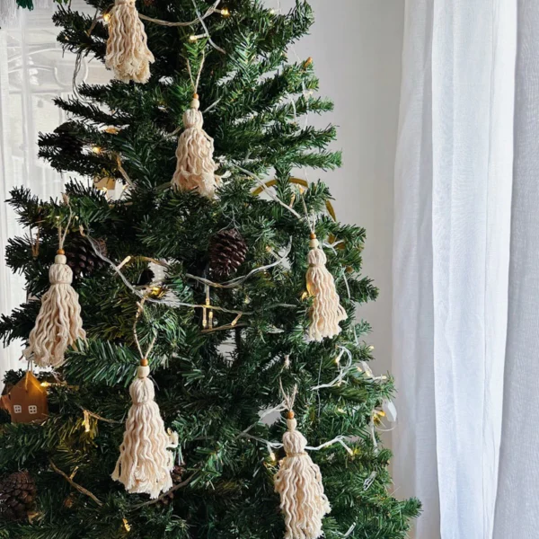 Tassel Macrame Christmas Tree Ornament set of 6 (Tito) - Image 3