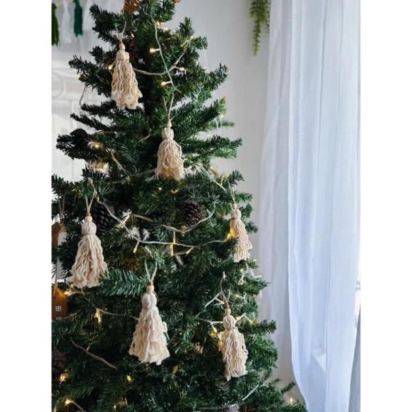 Tassel Macrame Christmas Tree Ornament set of 6 (Tito) - Image 5