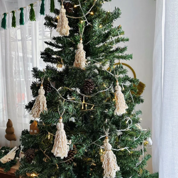 Tassel Macrame Christmas Tree Ornament set of 6 (Tito) - Image 8