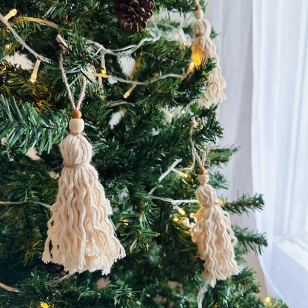 Tassel Macrame Christmas Tree Ornament set of 6 (Tito) - Image 9