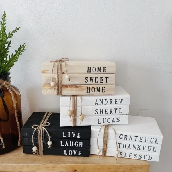 Wooden Book Stacks Farmhouse/Country Decor (Wendy)